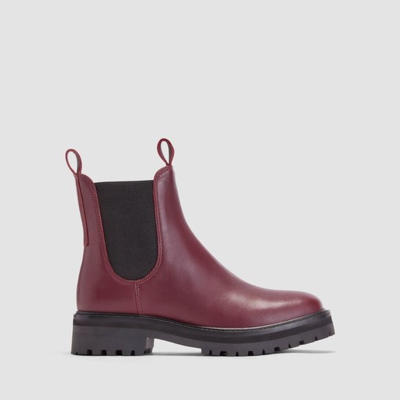 Everlane The Lug Chelsea Boot Leather Bordeaux Purple 5.5 36 - Picture 2 of 10